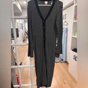 a new day Black and White Striped Button Down Dress